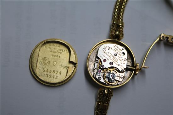 A ladys 18ct gold Patek Philippe manual wind wrist watch,